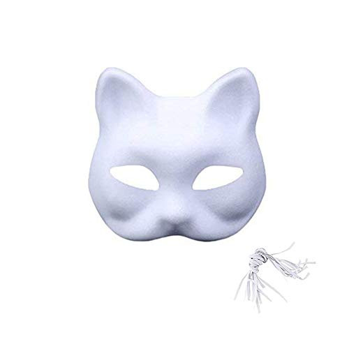 Meimasks DIY White Paper Mask Pulp Blank Hand Painted Mask Personality Creative Free Design Mask 5pcs -Cat-