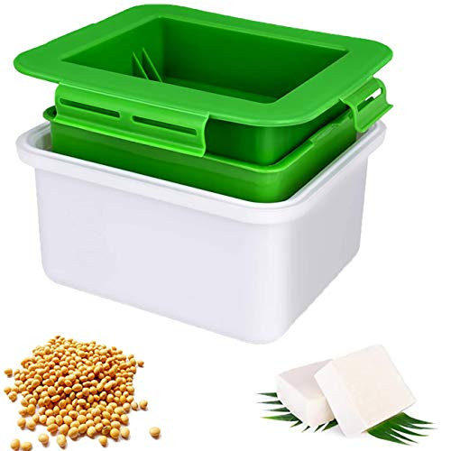 Tofu Press -Quick and Easy-Tofu Press Maker with Water Collecting Tray Middle Strainer  and  Top Lid Remove Water for Better Flavor and Texture. -Green-