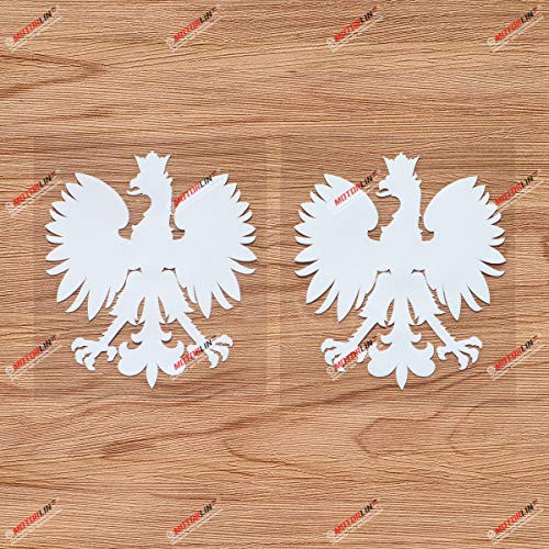 Polish Coat of Arms Eagle Polska Poland Herb Polski Vinyl Decal Sticker - 2 Pack White 8 Inches Simple Style - No Background for Car Boat Laptop Cup