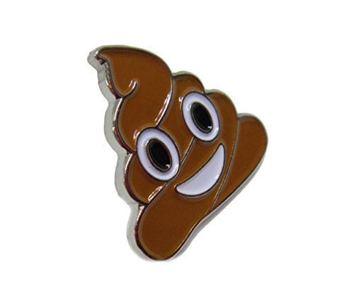 PinMaze Pile of Poo Lapel Pin - Poop Funny Emoji Enamel Brooch - Jacket Hat Pin -Silver-