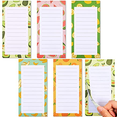 5 Pieces Magnetic Notepads for Fridge Magnetic to Do List Notepads Magnet Memo Pad Note Pads for Fridge Grocery Shopping List Reminders 50 Sheets Per Pad Fruit Design