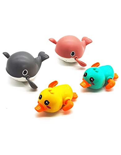 ALongDeng Bath Toys Wind up Duck Bath Toy Swimming Whale Bath Toy - No Mold for Toddlers Kids Babies Gilrs Boys Infants Ages 18M plus 1 2 3 4 5 6 Years Old