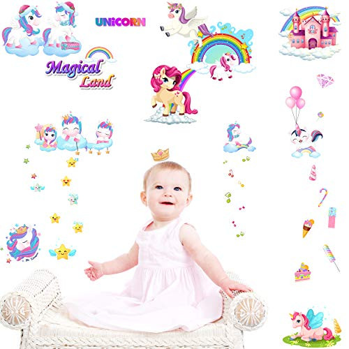 Unicorn Wall Decals for Girls Bedroom - Rainbow Castle Wall Art Décor - Vinyl Wall Sticker Decor for Girls Kids Bedroom Nursery - Best Kids Gift for Christmas Birthday Party Decoration Unicorn Wall Decals for Girls Bedroom - Rainbow Castle Wall Art Décor - Vinyl Wall Sticker Decor for Girls Kids Bedroom Nursery - Best Kids Gift for Christmas Birthday Party Decoration