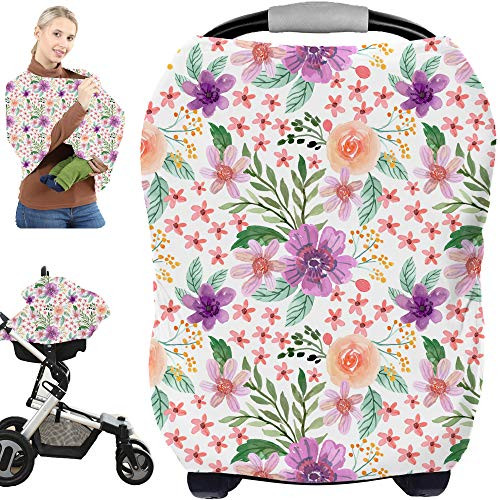 Nursing Carseat Canopy Cover - Multi-use Car Seat Covers for Babies Breastfeeding Scarf Cover Stroller Canopy Cover
