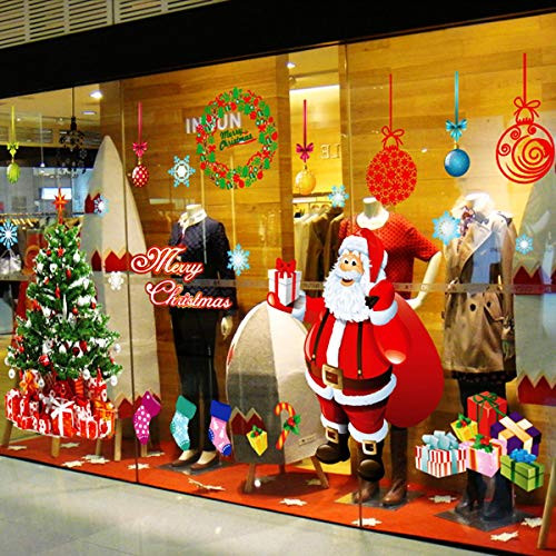 Christmas Window Clings Christmas Window Stickers Christmas Window Decorations Xmas Santa Window Decals Clings for Glass Window -Christmas Window Cling Stickers for Santa-