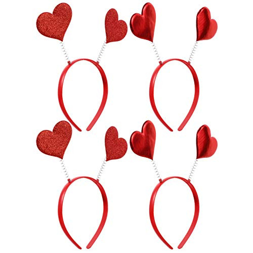 PIXNOR Red Heart Headband Glitter Head Bopper Valentines Day Hair Accessories Party Headwear Holiday Costume Headpiece For Holiday Party Props Party Favors Red 4pcs PIXNOR Red Heart Headband Glitter Head Bopper Valentines Day Hair Accessories Party Headwear Holiday Costume Headpiece For Holiday Party Props Party Favors Red 4pcs