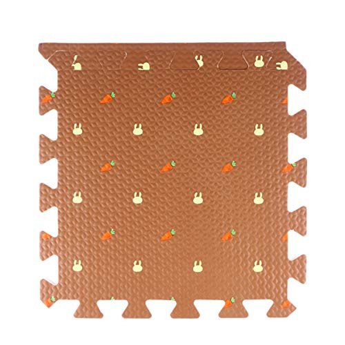 TINKSKY 30cm Square EVA Foam Yoga Mat Floor Interlocking Mat Show Floor Yoga Fitness Gym Exercise Mat -Turnip and Rabbit Coffee-