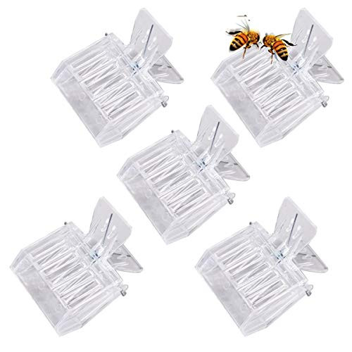 APlayfulBee 5Pcs Bee Queen Cage Catcher Transparent Plastic Queen bee Clip Beekeeping Tools