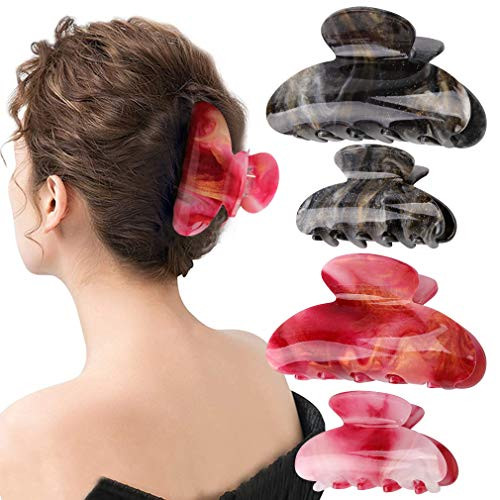 Didder Hair Clips 4 PCS Hair Claw Clips for Women Banana Clips Hair Nonslip Claw Hair Clips for Women Colorful print Banana Hair Clips French Design Jaw Hair Clips Tortoise Hair Clip for Women
