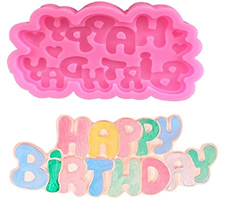 Happy Birthday Silicone Molds Birthday Alphabet Fondant Silicone Mold Chocolate Candy Molds Letters Silicone Fondant Cake Molds for Birthday Party DIY Cake Decoration