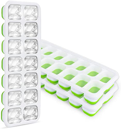 Ice Cube Trays 3 Pack Silicone Ice Cube Molds with Lids Super Easy Release Ice Cube Molds Stackable Silicone Ice Tray with Covers for Whiskey Cocktail Dishwasher Safe BPA Free