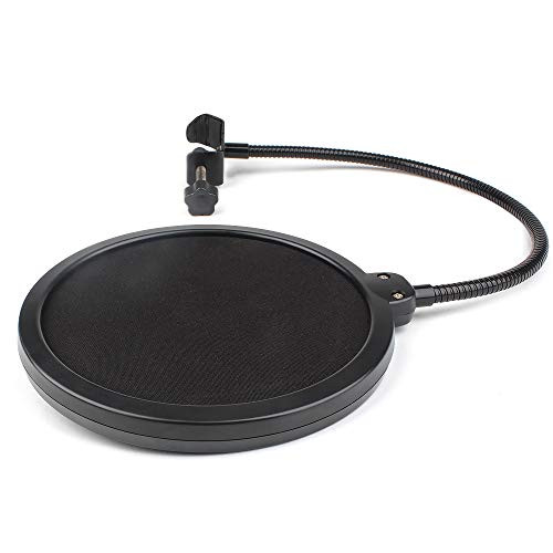 Microphone Pop Filter for Studio Condenser Microphone Mic Round Shape Wind Screen Mask Shield Mount Gooseneck with Stand Clip kit -6 inch- by Eastshining