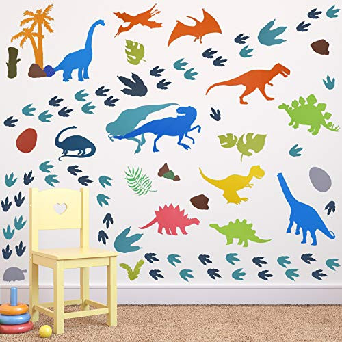 66 Pieces Watercolor Dinosaur Wall Decals Dinosaur Feet Wall Stickers Removable DIY Dinosaur Peel Wild Dinosaur for Kids Baby Bedroom Living Room Bathroom Office Wall Decors -Classic Style- 66 Pieces Watercolor Dinosaur Wall Decals Dinosaur Feet Wall Stickers Removable DIY Dinosaur Peel Wild Dinosaur for Kids Baby Bedroom Living Room Bathroom Office Wall Decors -Classic Style-