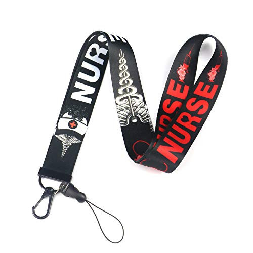 Nurse Print Lanyard Keychain Medical Lanyard Key Chain ID Badge Holder Clip for Nurse Perfect Nurse Gift -Nurse Lanyard-LY-
