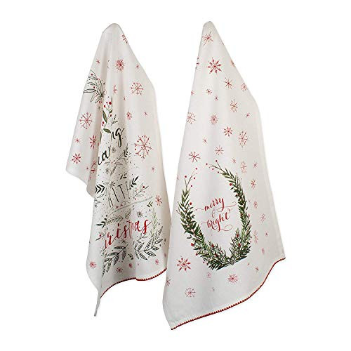 DII Christmas Kitchen Collection Printed Dishtowel Set 18x28 Set of 2 Noel 2 Piece