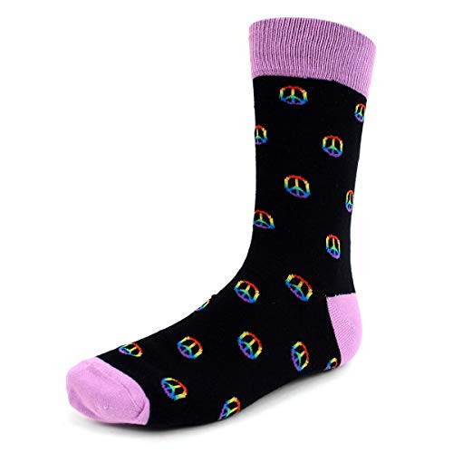 Novelty Dress Socks for Men -Peace Sign Black - Premium Cotton Novelty Dress Socks for Men -Peace Sign Black - Premium Cotton
