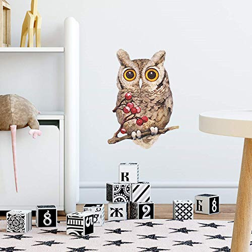 ROFARSO Lifelike Lovely Cute Owl Bird Animal 3D Vinyl Wall Stickers Removable Wall Decals Art Decorations Decor for Nursery Baby Bedroom Playroom Living Room Murals