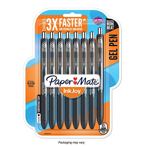 Paper Mate InkJoy Gel Pens, Medium Point, Black, 8 Count