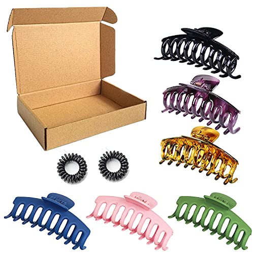 Claw Clip for Women and Girls Sincika Big Hair Clips 4.3 Inch Large Hair Claw Clips for Thick Hair Strong Hold Perfect for Women Barrettes for Long Hair Fashion Hair Clamps Accessories -6 Packs-