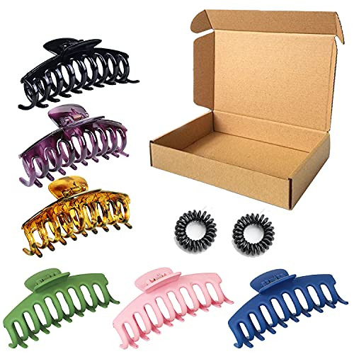 Large Claw Hair Clips Sincika 6 PCS Big Claw Clips for Women and Girls 4.3 Inch Large Hair Claw Clip for Thick Hair Strong Hold Perfect for Women Barrettes for Long Hair Fashion Hair Clamps Accessories