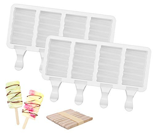 Ozera 2 Pcs Popsicle Molds 4-Cavities Ice Pop Molds Homemade Ice Cream Mold Easy Release Silicone Popsicle Molds for Kid with 50 Wooden Sticks for DIY Popsicle Ozera 2 Pcs Popsicle Molds 4-Cavities Ice Pop Molds Homemade Ice Cream Mold Easy Release Silicone Popsicle Molds for Kid with 50 Wooden Sticks for DIY Popsicle