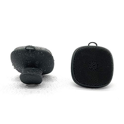 INKERLEE Anti-Slip Handheld Soft Silicone Facial Cleansing Brush Manual Face Exfoliating and Massage Scrubber Gentle Face Wash Exfoliator Pad for Normal Dry Sensitive Skin -Black-