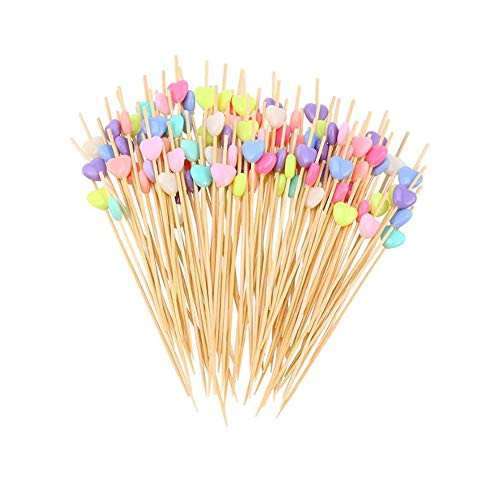 Anchengcraft 100PCS Bamboo Cocktail Toothpicks Decorative Fruit Skewers Appetizer Toothpicks Wooden Party Picks for Appetizer Drink Sandwich and Cupcake -17-