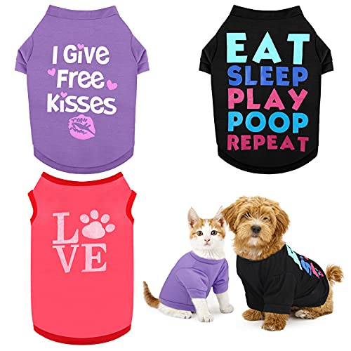 RUODON 3 Printed Puppy Shirts Dog Shirt Pet T-Shirt and Dog Vest Soft Puppy Dog Clothes Pet Outfits Cute Pet Sweatshirt for Small Dogs and Cats -S- RUODON 3 Printed Puppy Shirts Dog Shirt Pet T-Shirt and Dog Vest Soft Puppy Dog Clothes Pet Outfits Cute Pet Sweatshirt for Small Dogs and Cats -S-