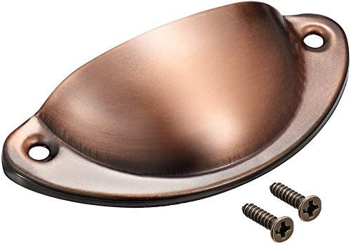 10pcs Cabint Pulls 3 Inch Red Copper Tone Kitchen Cupboard Door Cabinet Drawer Pull Handle Shell Shape Knob Set for Furniture Wardrobe Closet