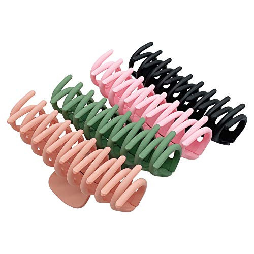 Big Hair Claw Clips 4.3 Inch Nonslip Large Claw Clip for Women and Girls Thin Hair Strong Hold Hair Clips for Thick Hair 4 Color Available -4 Packs- Big Hair Claw Clips 4.3 Inch Nonslip Large Claw Clip for Women and Girls Thin Hair Strong Hold Hair Clips for Thick Hair 4 Color Available -4 Packs-