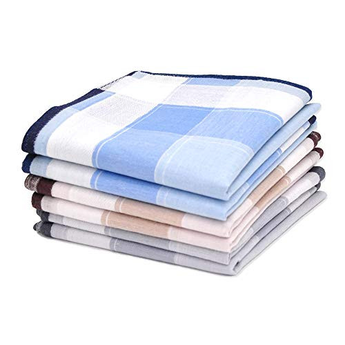 Soft Cotton Handkerchiefs for Men with Elegant Pattern in Assorted Color 16 inches Large hankies Pack of 6