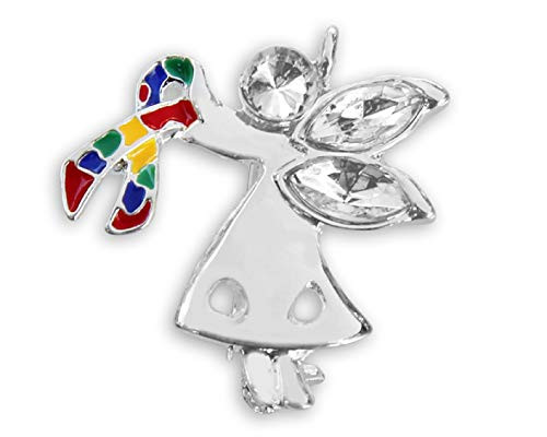 Fundraising For A Cause - Angel by My Side Autism Ribbon Pin Awareness Pin for Autism Spectrum Disorder -1 Pin- Fundraising For A Cause - Angel by My Side Autism Ribbon Pin Awareness Pin for Autism Spectrum Disorder -1 Pin-