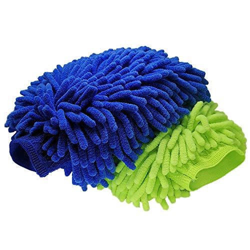 Car Wash Mitt - 2 Pack Extra Large Size - Premium Chenille Microfiber Wash Mitt - Wash Glove - Lint Free - Scratch Free -Waterproof-