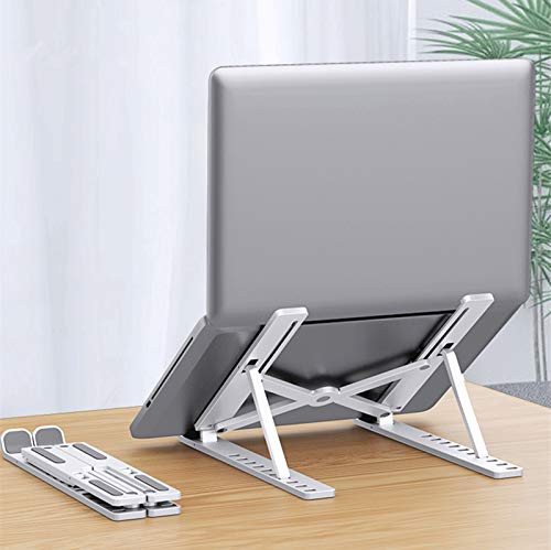 Portable Laptop StandLaptop Holder Riser Computer Stand Adjustable Foldable Portable Notebook Stand Compatible with MacBook Air Pro HPDell More 10-17 Laptops and Tablets -White Plastic-