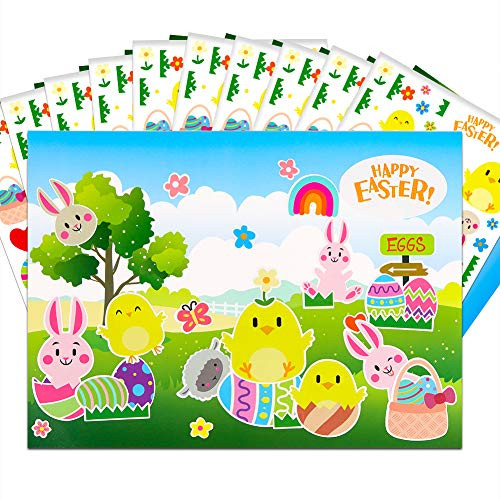 WhatSign Easter Craft Kit for Kids24pcs Easter Bunny Craft Stickers Egg Hunt and Bunny Stickers for Easter Decorations Party Supplies Favors Games School Classroom Activity