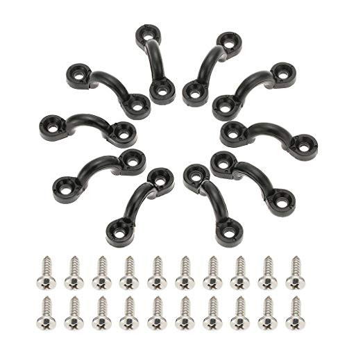 ZERIRA Kayak Pad Eye Kit 10pcs Nylon Deck Loops Bungee Tie Down Pad Eye with 20 Screws for Boat Kayak Deck Rigging Kit