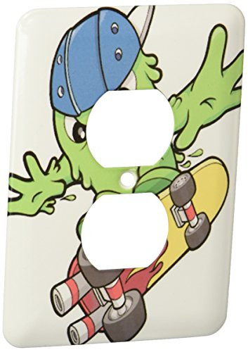 3dRose lsp_102287_6 Silly Skateboarding Boogie Monster Cartoon 2 Plug Outlet Cover