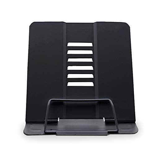 Desk Book Stand Metal Folding Reading Book Holder Adjustable Book Stand Cookbook Rest Holder Portable Desktop Rest Book Holder for Textbooks Music Books Tablet Recipes Magazine Documents -Black-
