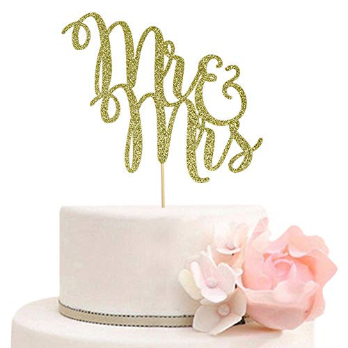 Mr and Mrs Cake Topper Glitter Wedding Bridal Shower Engagement Bachelorette Party Decorations Gold Mr and Mrs Cake Topper Glitter Wedding Bridal Shower Engagement Bachelorette Party Decorations Gold
