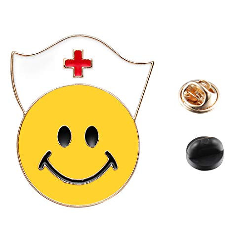 hanreshe Enamel Lapel Pin Yellow Smiley Face with Nurse Cap Nursing Medical Jewelry Cute Brooch Pins 1 Pieces for Woman  and  Nurse Gifts hanreshe Enamel Lapel Pin Yellow Smiley Face with Nurse Cap Nursing Medical Jewelry Cute Brooch Pins 1 Pieces for Woman  and  Nurse Gifts