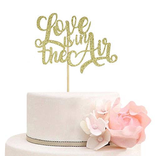Love is In the Air Cake Topper for Wedding Bridal Shower Engagement Bachelorette Party Decorations Gold Glitter Love is In the Air Cake Topper for Wedding Bridal Shower Engagement Bachelorette Party Decorations Gold Glitter