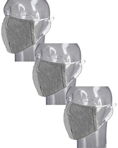 MASKMAKER- Stretch Filtration 3 Layer Breathable Face Mask with Nose Wire Cloth Masks for Women Adjustable Face Mask Reusable Face Masks Washable for Women Men Adjustable Ear Loops 3 Pack -Grey Adult-