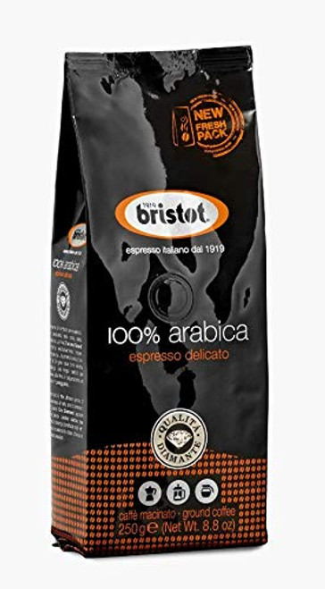 Bristot 100 percent Arabica Ground Coffee - Italian Espresso Ground Coffee - Medium Roast - 8.8oz-250g Bristot 100 percent Arabica Ground Coffee - Italian Espresso Ground Coffee - Medium Roast - 8.8oz-250g