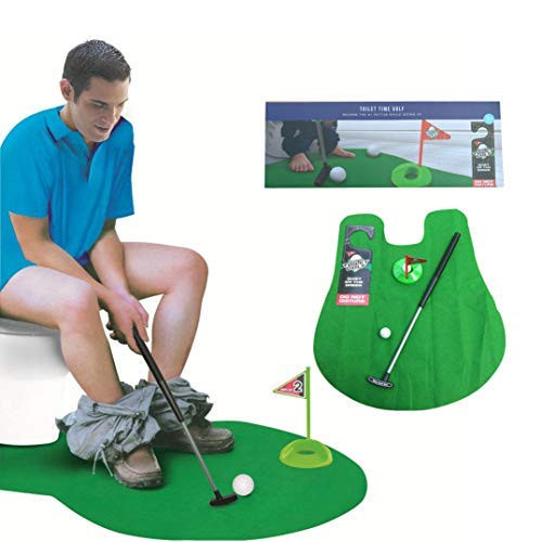 Potty Putter Set Bathroom Game Novelty Set Play Golf on The Toilet