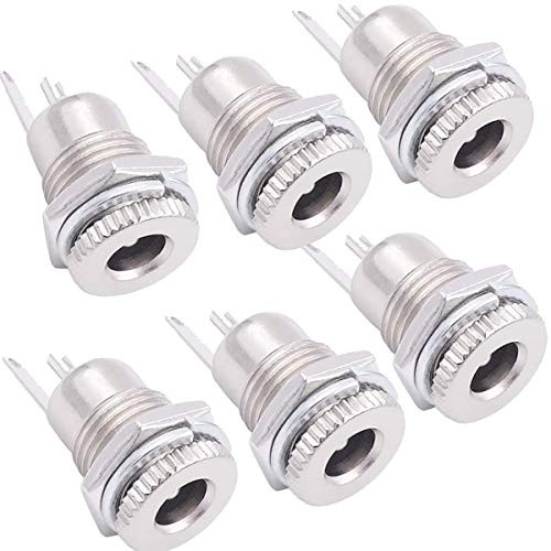 6PCS 5.5mm x 2.1mm Female DC Power Jack Socket Panel Mount Solder Type Metal Power Supply Jack Connector Adapter Socket