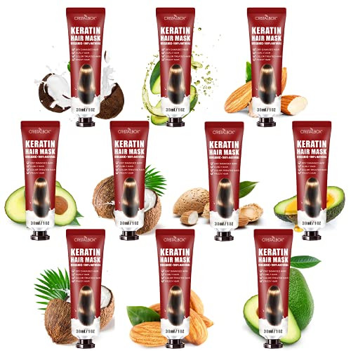 10 Pack Hair Treatment Masks Gift Set Bulk-Keratin Hair Mask Hydration Deep Conditioner -Hair Repair Treatment Protein Hair Mask- Deep Conditioning for Dry Damaged Hair Travel Size Hair Mask-30ml