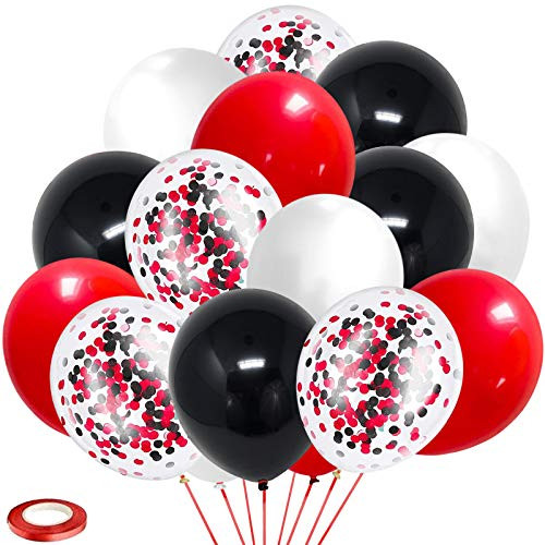 coxylaco Black Red Confetti Latex Balloons 60Pack 12inch Black Red Confetti Party Balloons for Mother's day Birthday Baby Shower Wedding Engagement Company Event Party Decoration coxylaco Black Red Confetti Latex Balloons 60Pack 12inch Black Red Confetti Party Balloons for Mother's day Birthday Baby Shower Wedding Engagement Company Event Party Decoration