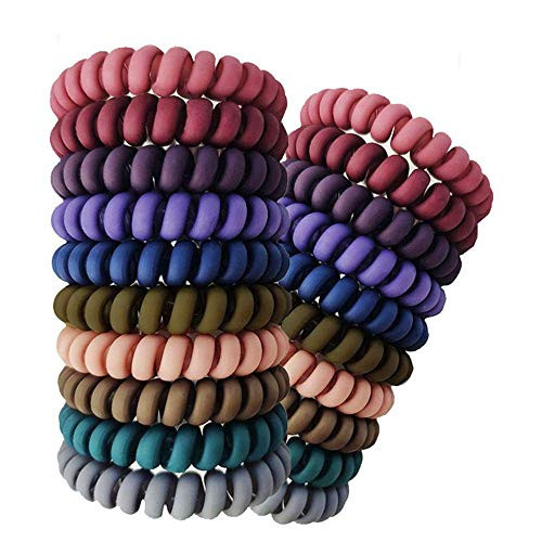 MoonyLI Spiral Hair Ties Elastic Traceless Coil Hair Ties Colorful Elastic Coil Hair Ties Phone Cord Hair Ties Coil Hair Ties Ponytail Holder Coil 20Pcs