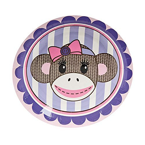Fun Express - Miss Sock Monkey Dessert Plate -8pc- for Birthday - Party Supplies - Print Tableware - Print Plates and Bowls - Birthday - 8 Pieces Fun Express - Miss Sock Monkey Dessert Plate -8pc- for Birthday - Party Supplies - Print Tableware - Print Plates and Bowls - Birthday - 8 Pieces