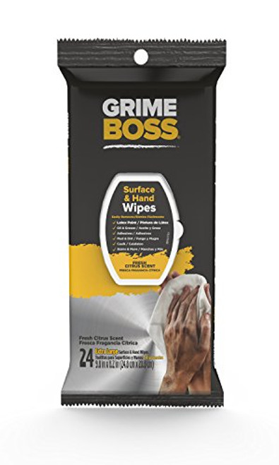 Grime Boss Heavy Duty Hand and Surface Wipes -24 Total Wipes- - Skin-Safe Wet Wipes Used for Hands Equipment Tools Garden Automotive and More - Easily Removes Oil Grease and Dirt Grime Boss Heavy Duty Hand and Surface Wipes -24 Total Wipes- - Skin-Safe Wet Wipes Used for Hands Equipment Tools Garden Automotive and More - Easily Removes Oil Grease and Dirt